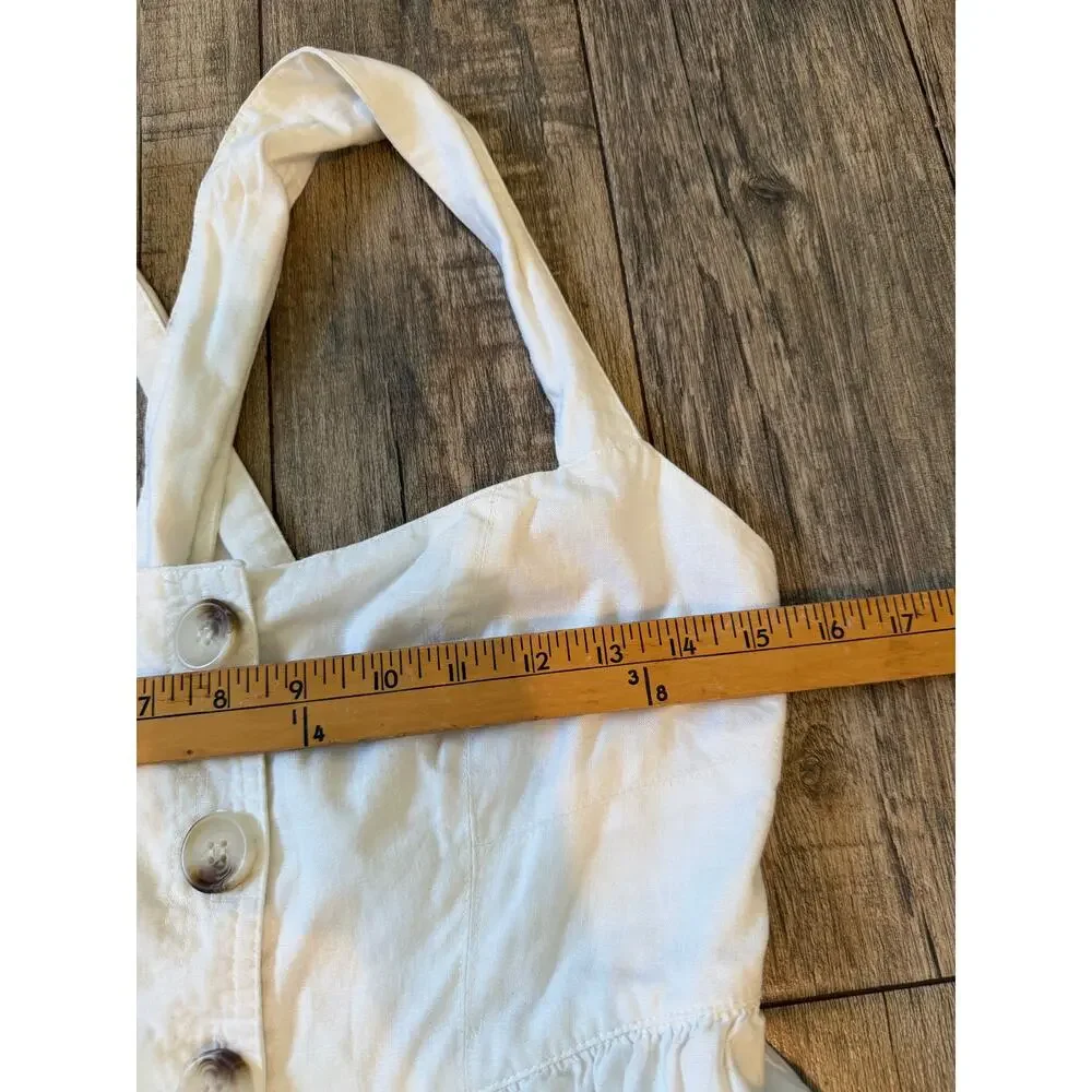 Free People Carolina Mini Dress Linen Button Front White Size 4
